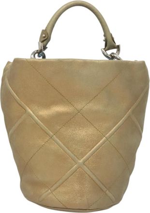 Ferragamo Hobo Gold Suede Handbag (Pre-Owned)