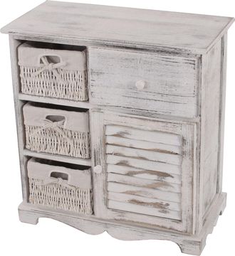 Hhg Nunca Usado] C&oacute;moda Armario Con 3 Cestas 63x60x30cm, Aspecto Shabby, Vintage, Blanco