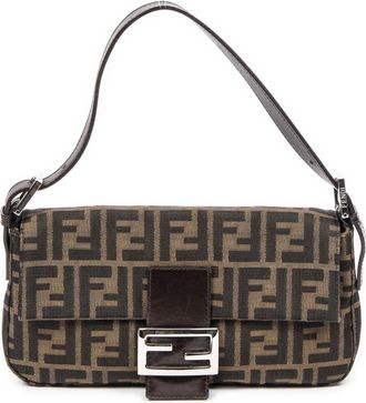 Fendi Pre-owned Womens Baguette Shoulder Bag - Khaki - One Size