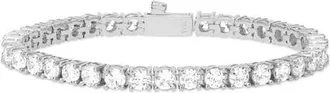 Melinda Maria Grand Heiress Cubic Zirconia Tennis Bracelet in Silver-White at Nordstrom, Size 6.5
