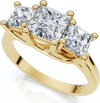 Pompeii3 1 1/2Ct Princess Cut Diamond May Engagement 3-Stone Ring 14k Gold Lab Grown