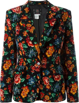 Kenzo Blazer a fiori anni 80 - Nero
