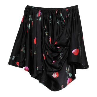 Ganni Short Skirts, female, Black, Size: M Printed Draped Mini Skirt