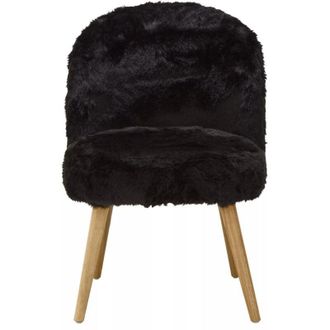 Premier Housewares Interiors by Premier Black Fur Effect Chair, Backrest Indoor Chair, Easy to Clean Small Lounge Chair