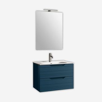 Aqa Mobile Bagno Sospeso Con Specchio E Lavabo Solmira 60 - Blu