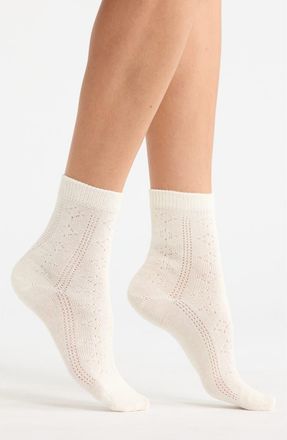 Casa Clara Love Bow Cotton Quarter Socks in Ivory at Nordstrom