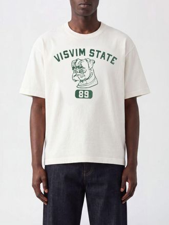 Visvim T-shirt girocollo in cotone con logo a contrasto sul petto
