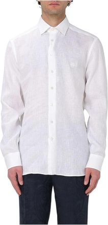 Etro Klassieke lange mouw overhemd - Heren - Casual Overhemden - Wit - 2XL - Linnen - Overhemden