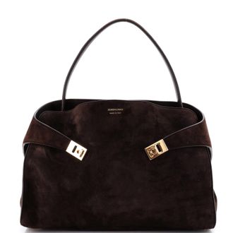 Ferragamo Hug Shoulder Bag Suede Large