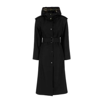 Burberry Belted Coats, female, Black, Size: XS Tilley Trench