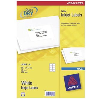 Avery J8165-25 Etiqueta Para Direcci&oacute;n Blanco
