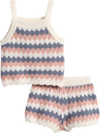 Petit Lem Organic Cotton Camisole & Shorts Set in Beige at Nordstrom, Size 18-24M