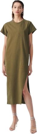 Iro Litonya T-shirtjurk - Dames - Casual kleedjes - Groen - S - Katoen - Kleedjes