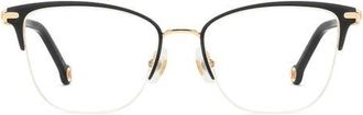 Carolina Herrera 52mm Cat Eye Reading Glasses in Gold Black at Nordstrom