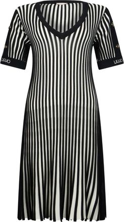 Liu Jo ribbed-knit striped dress - women - Viscose/Polyamide - S - Black