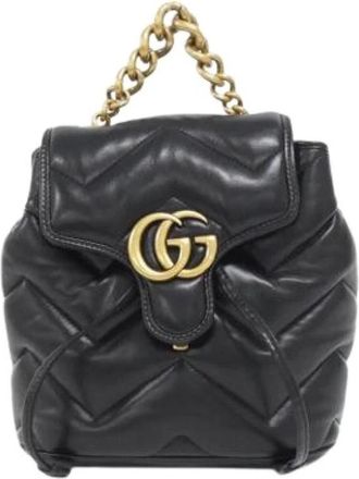 Gucci Pre-owned Quilting Leather Backpack - Dames - Vintage Rugzakken - Zwart - ONE Size - Leer - Vintage