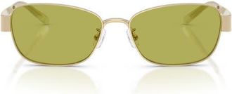 Tory Burch 55mm Rectangular Sunglasses in Shiny Light Gold /Green at Nordstrom