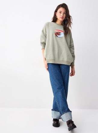 Twik Womens Oversized destination fleece sweatshirt