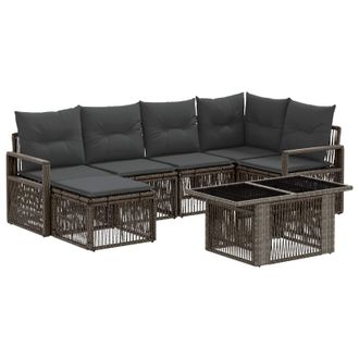 vidaXL Set Divano Da Giardino 7 Pz Grigio E Grigio Scuro Polyrattan Vidaxl