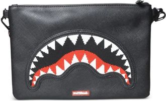 Sprayground shark-detail pochette - Black