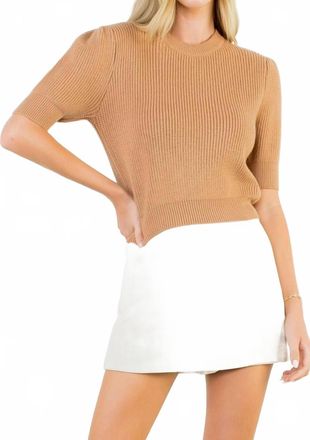 THML Clothing Puff Sleeve Sweater In Beige