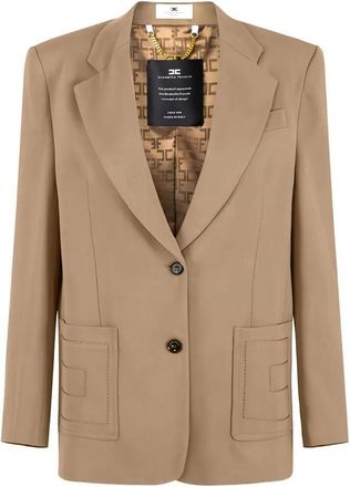 Elisabetta Franchi Single-Breasted Gabardine Blazer With Embroidered Pockets Clothing