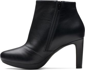 Clarks Womens Ambyr Rise Ankle Boot, Black Leather, 10