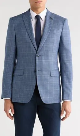 John Varvatos Plaid Two-Button Sport Coat in Blue at Nordstrom Rack, Size 48 Regular