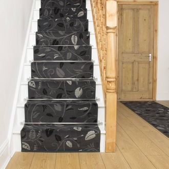 Runrug Stair Runner Carpet for Staircases - Soft & Comfy, 9mm - Scroll in Grey | Size: 70 cm x 570 cm
