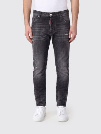 Dsquared2 Jeans skinny fit in denim stretch nero con effetto usurato