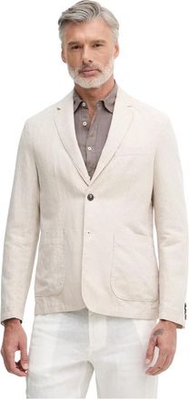 Benetton Enkelrijig blazer van linnenmix - Heren - Blazers - Beige - L - Linnen - Jassen