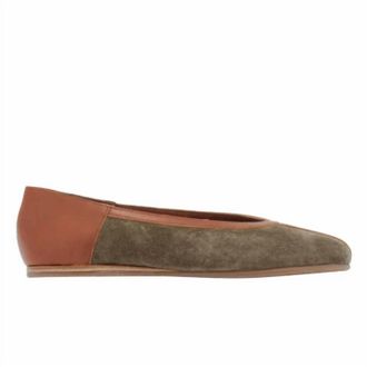 Ancient Greek Sandals Womens Aeropi Suede Ballet Flat In Khaki/t-Moro