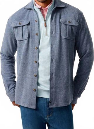 Johnnie-O Carl Stretch Knit Flannel Lodge Shirt In Laguna Blue