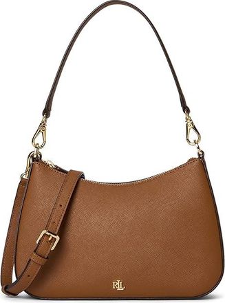 Lauren Ralph Lauren Crosshatch Leather Medium Danni Shoulder Bag Womens Handbags Lauren Tan