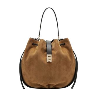 Ferragamo Bucket Bags, female, Beige, Size: ONE SIZE Hug Bucket Bag with Buckle