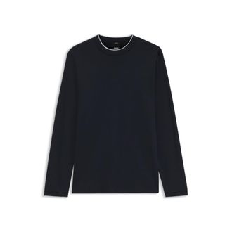 BOSS Long-sleeved T-shirt in mercerized cotton with contrast trim