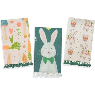 Tiramisu Spring Garden Bunny Set of 3 Cotton Kitchen Towels in Green at Nordstrom Rack