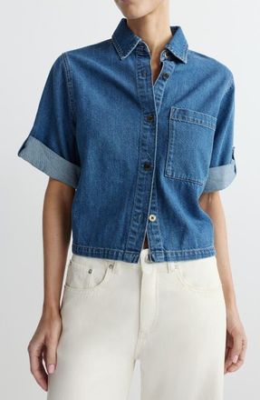 DL1961 Montauk Aura Cuffed Button-Up Denim Top in North Beach Aura at Nordstrom, Size X-Small