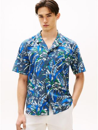 Tommy Hilfiger Mens Lightweight Cabana Shirt - Navy - XL