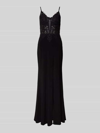 Mascara Abendkleid mit Spitzenbesatz und Gehschlitz in Black, Gr&ouml;&szlig;e 46