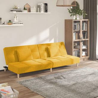 vidaXL Vidaxl - Sof&aacute; Cama De 2 Plazas Con Dos Almohadas Tela Color Amarillo