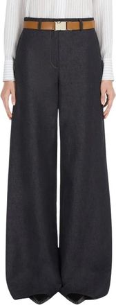 Max Mara Straight-Leg Drill Broek - Dames - Jeans - Blauw - Maat: XS Katoen
