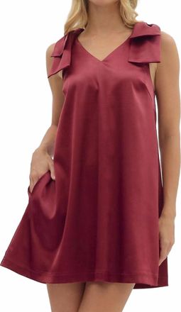 Entro Tied With Grace Bow Dress In Burgundy