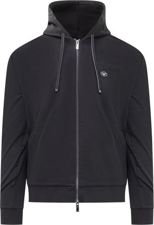Emporio Armani Stretch Katoen Zip-up Hoodie - Heren - Vesten met rits - Zwart - S - Katoen - Hoodies & sweatvesten