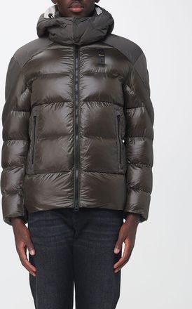 Blauer Piumino in nylon trapuntato con cappuccio e coulisse