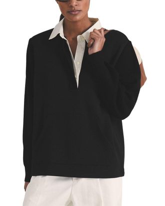 Reiss Noa Open Collar Wool & Cashmere-Blend Polo Shirt