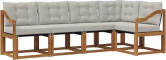vidaXL Conjunto De Sof&aacute;s De Exterior 5 Uds. Gris Natural Y Claro Vidaxl