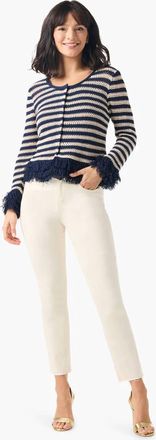 Nic+Zoe Theodora Twilight Fringe Stripe Cardigan In Indio Muliti