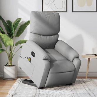 vidaXL Poltrona Alzapersona Massaggi Elettrica Grigio Chiaro Tessuto - Vidaxl