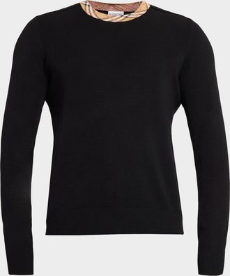 Burberry Men & apos;s Michael Crewneck-Check Wool Knit Sweater